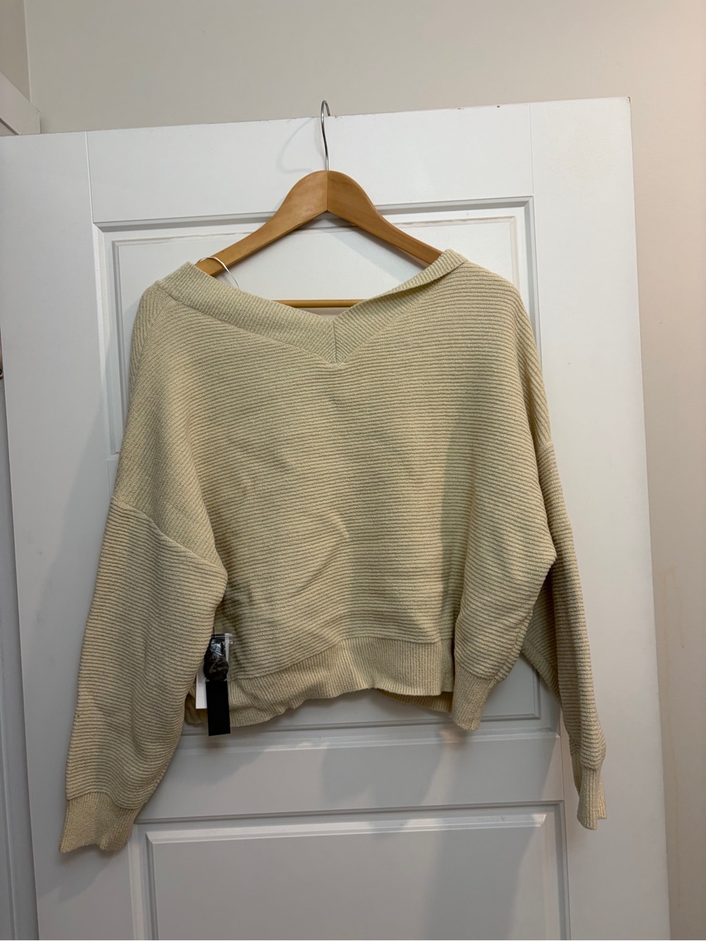 Design Lab Lord & Taylor Cream Button-Front Ribbed Cardigan - Picture 2 of 3